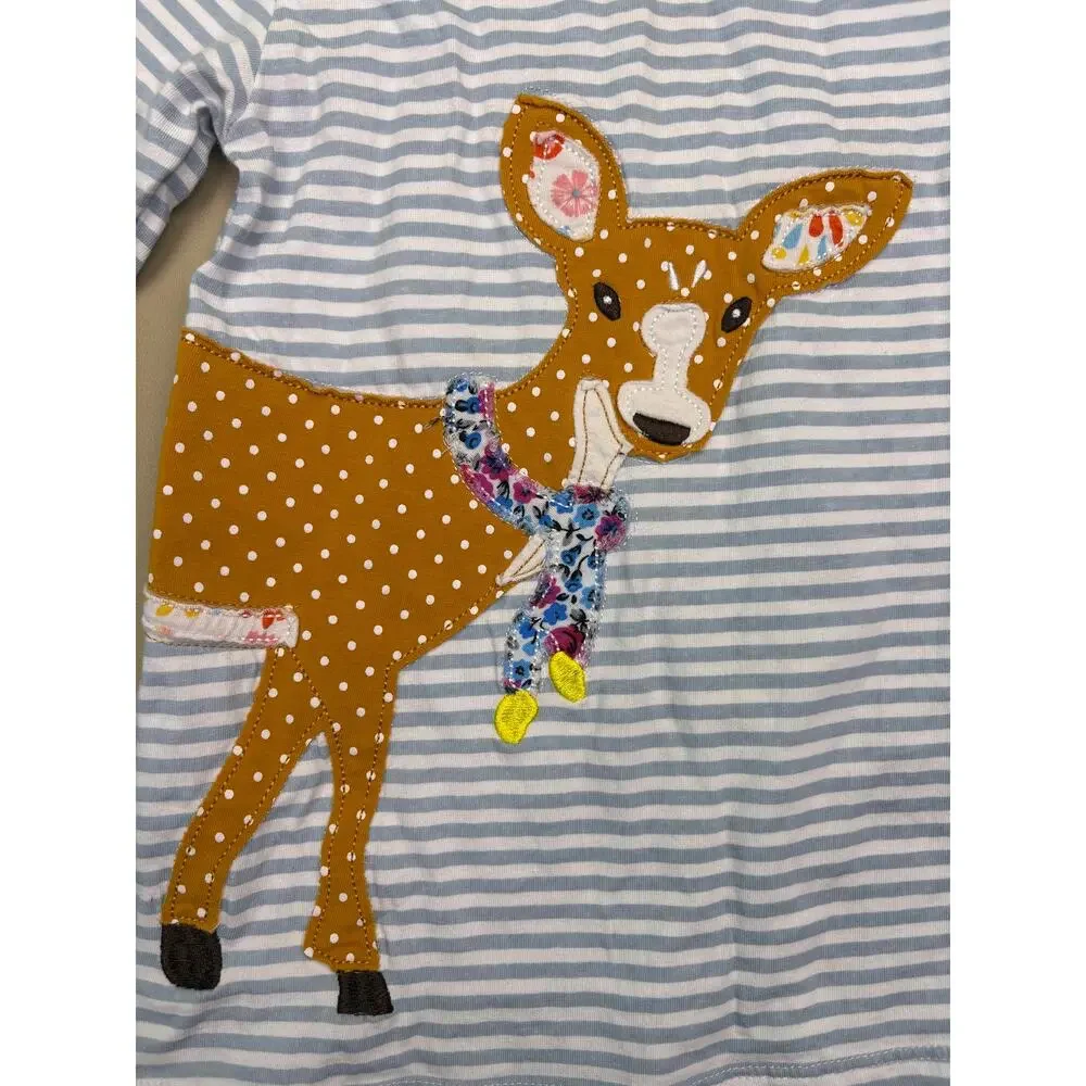 Little Maven Toddler Deer Applique Striped Tunic Top Shirt 18M Blue White EUC